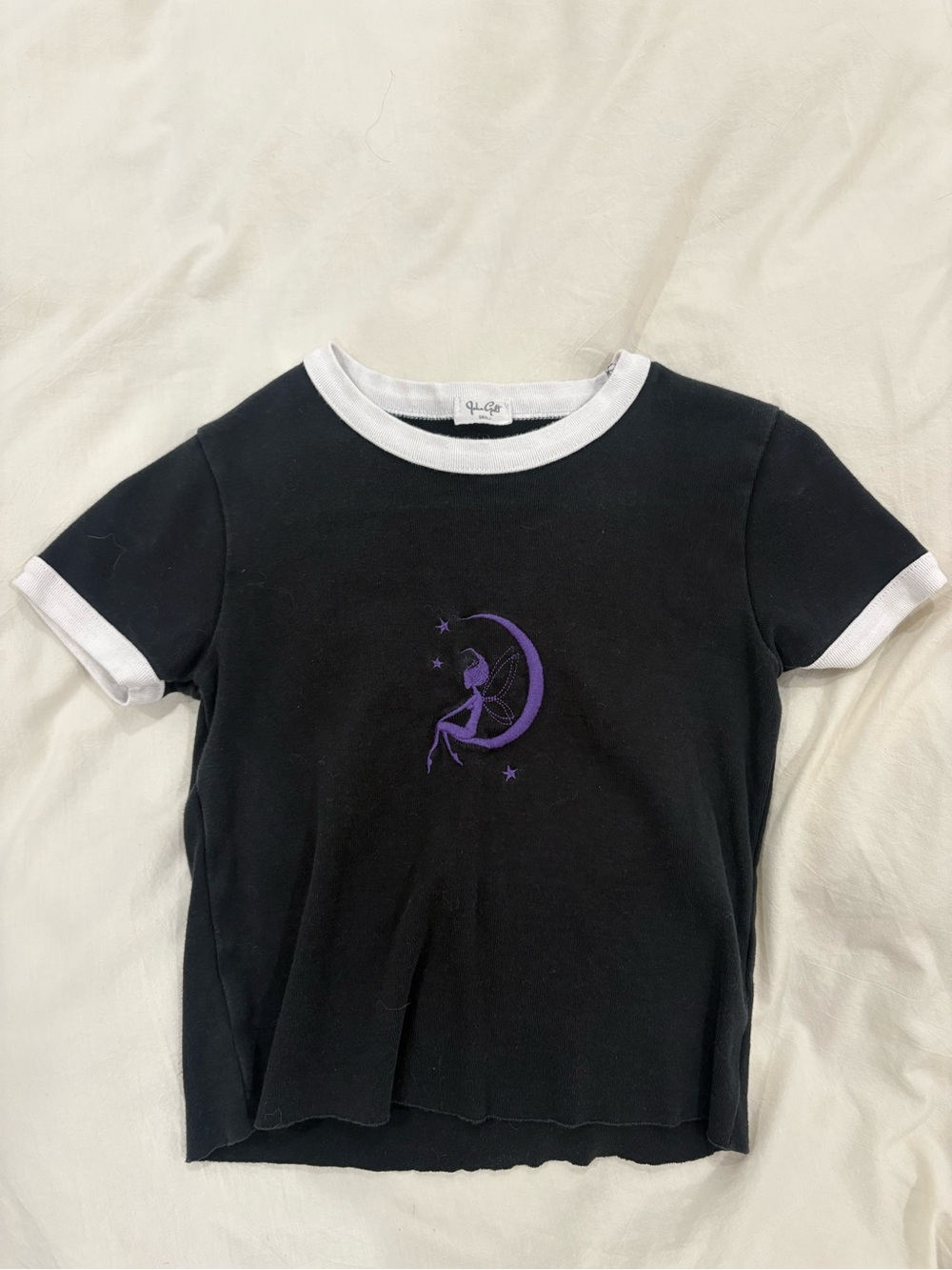 Super Rare Black brandy melville Tee with fairy and Purple Moon Graphic